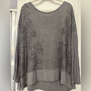 Soma Gray Floral Long Sleeve Top